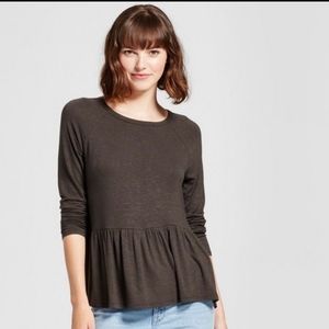 Dark Green Long Sleeve Babydoll Tee